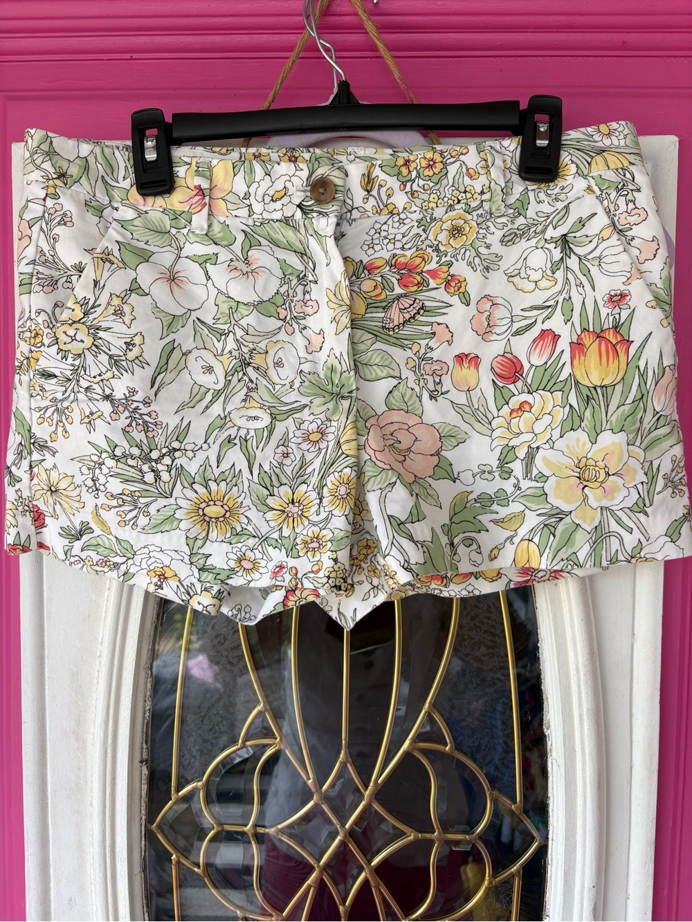 GAP White Floral Jean Shorts with Pastel Blooms